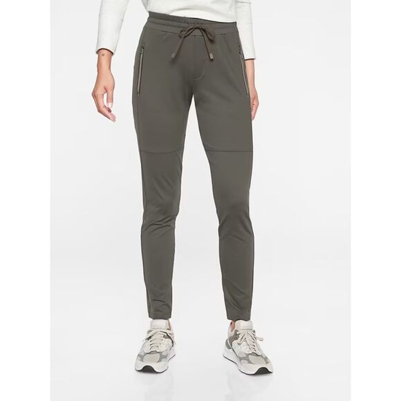 ATHLETA Dark Green Hilltop Pull On Athleisure Jogger Pants Size Medium Tall - Picture 1 of 8